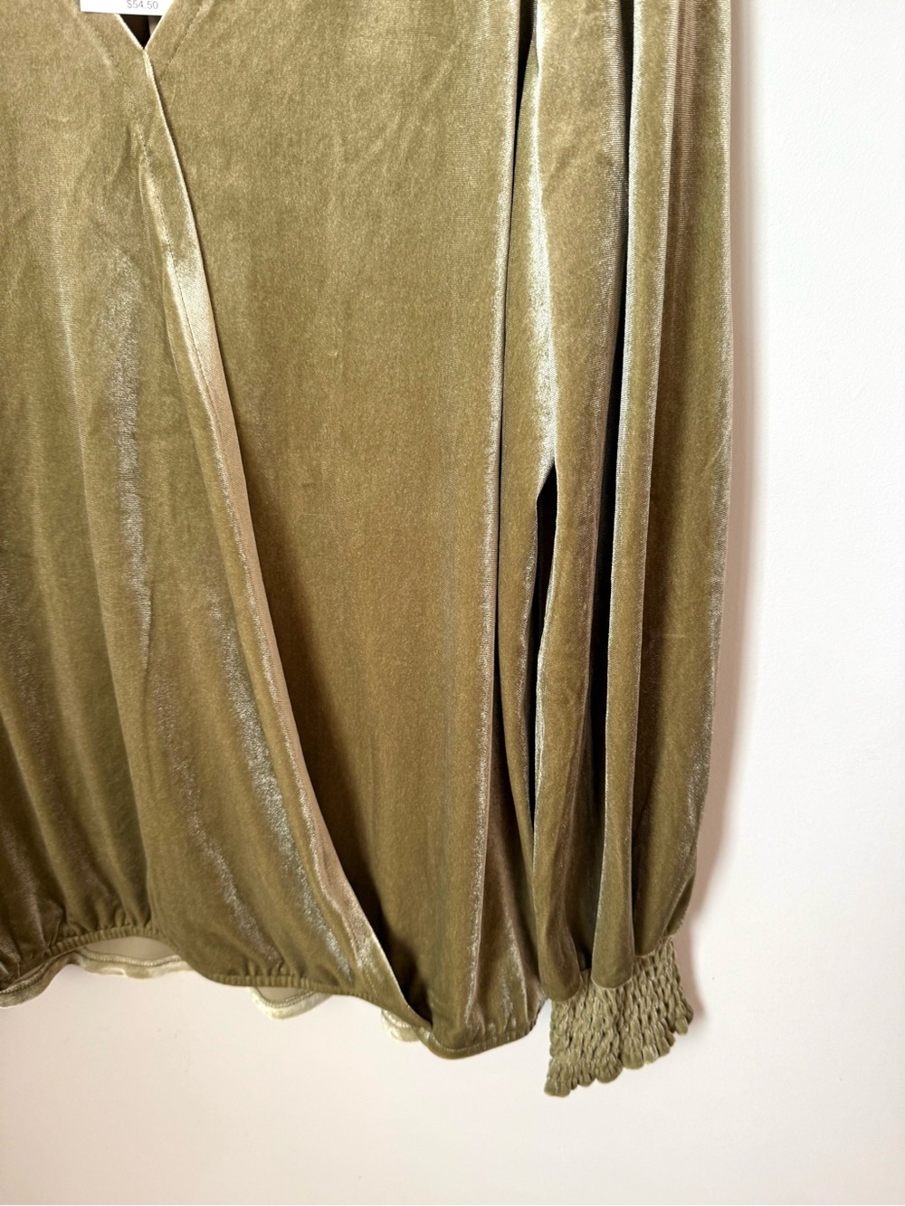 Wonderly Velvet Fall Olive Faux Wrap Long Sleeve Blouse NWT XL - Picture 3 of 4